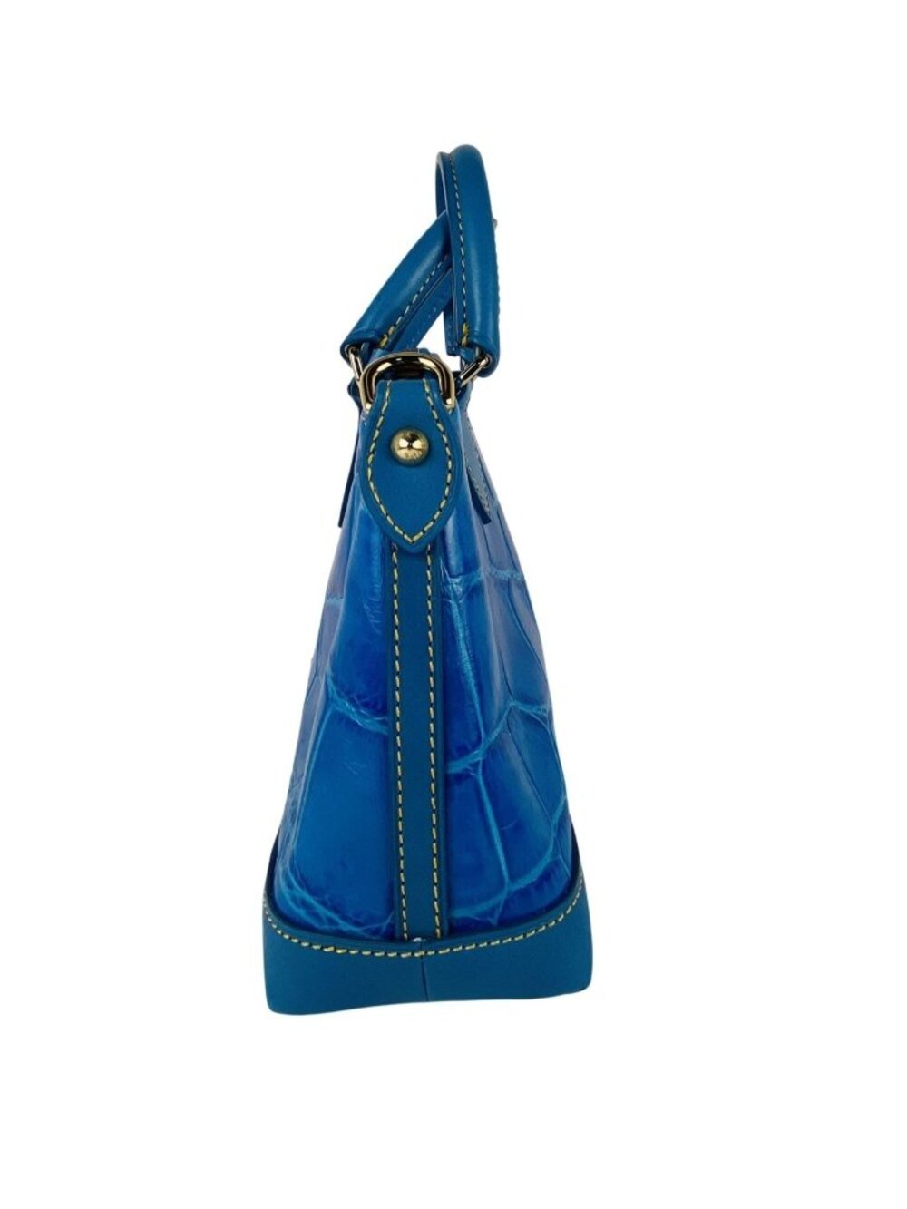Dooney & Bourke Turquoise Croco Embossed Leather Small/Med Satchel Gold Hardware - Picture 2 of 16